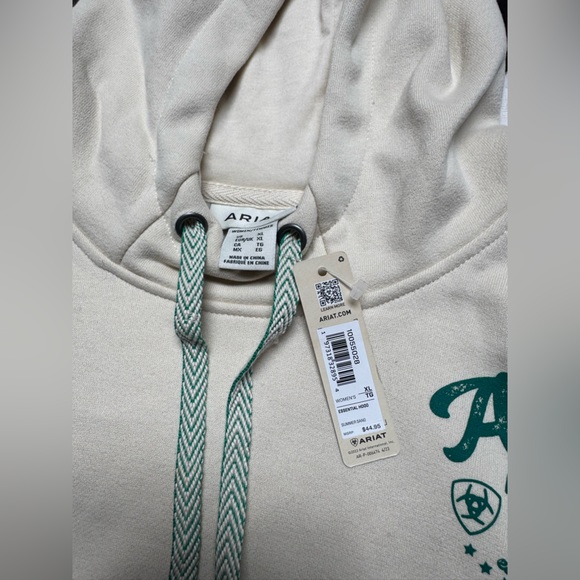 Ariat Cream Hoodie with Green Accents - Picture 2 of 2